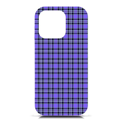 Blue Tartan Plaid 1 iPhone 16 Pro Black UV Print PC Hardshell Case from ArtsNow.com Front