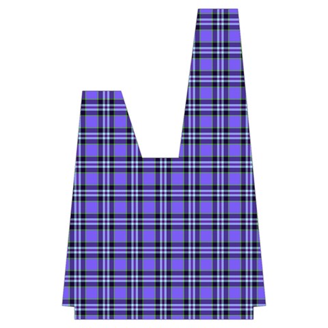 Blue Tartan Plaid 1 Japanese Wrist Knot Bag from ArtsNow.com Back Inisde