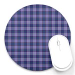 Purple Plaid Tartan 1 Round Mousepad