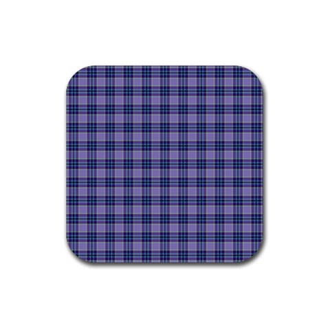 Purple Plaid Tartan 1 Rubber Coaster (Square) from ArtsNow.com Front