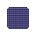 Purple Plaid Tartan 1 Rubber Coaster (Square)