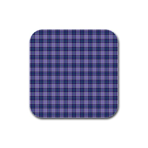 Purple Plaid Tartan 1 Rubber Square Coaster (4 pack) from ArtsNow.com Front