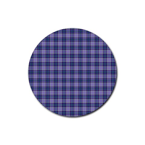 Purple Plaid Tartan 1 Rubber Coaster (Round) from ArtsNow.com Front