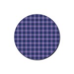 Purple Plaid Tartan 1 Rubber Coaster (Round)