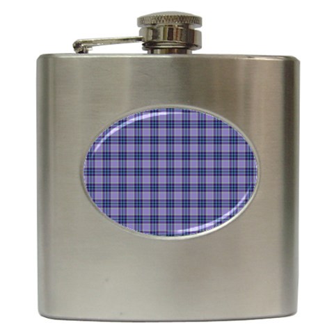 Purple Plaid Tartan 1 Hip Flask (6 oz) from ArtsNow.com Front