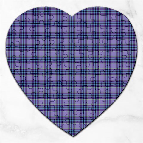 Purple Plaid Tartan 1 Jigsaw Puzzle (Heart) from ArtsNow.com Front