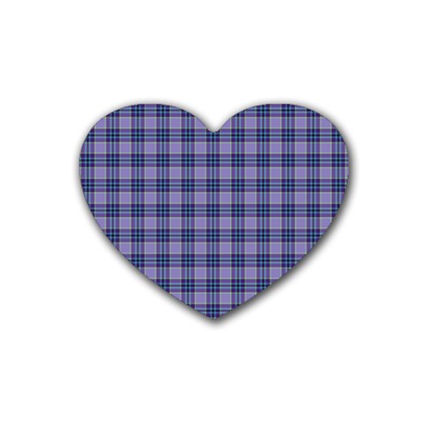 Purple Plaid Tartan 1 Rubber Coaster (Heart) from ArtsNow.com Front