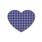 Purple Plaid Tartan 1 Rubber Coaster (Heart)