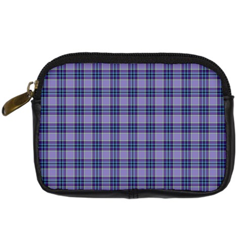 Purple Plaid Tartan 1 Digital Camera Leather Case from ArtsNow.com Front