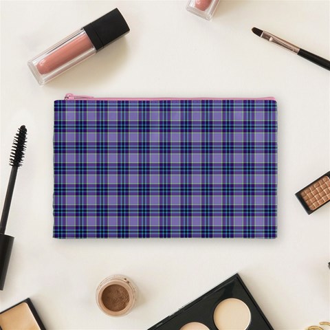 Purple Plaid Tartan 1 Cosmetic Bag (Medium) from ArtsNow.com Front