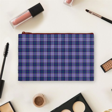 Purple Plaid Tartan 1 Cosmetic Bag (Medium) from ArtsNow.com Front