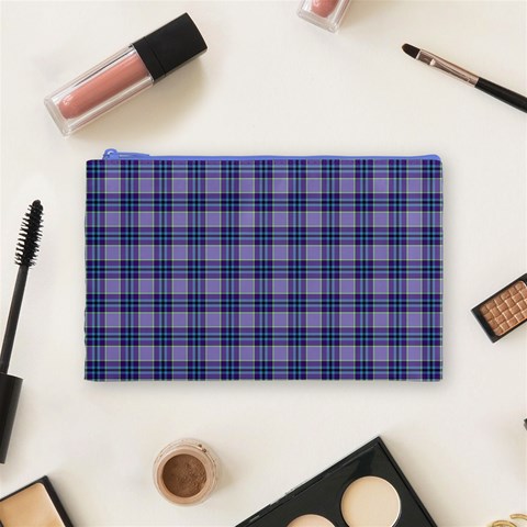 Purple Plaid Tartan 1 Cosmetic Bag (Medium) from ArtsNow.com Front