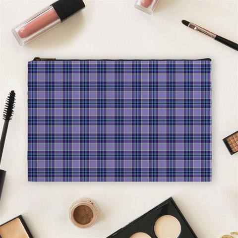 Purple Plaid Tartan 1 Cosmetic Bag (Large) from ArtsNow.com Front