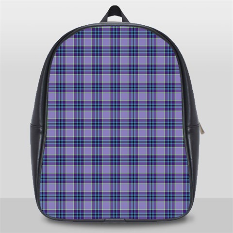 Purple Plaid Tartan 1 School Bag (Large) from ArtsNow.com Front