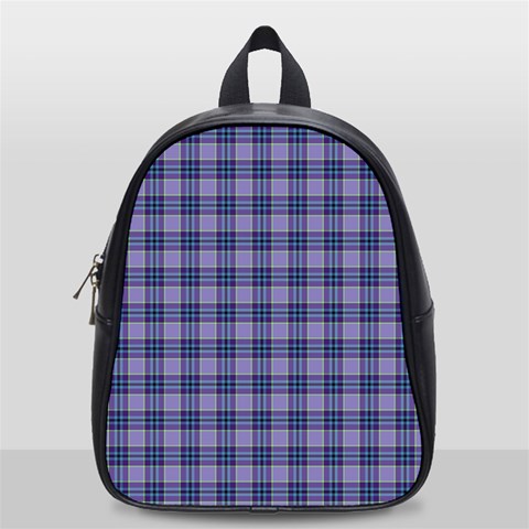 Purple Plaid Tartan 1 School Bag (Small) from ArtsNow.com Front