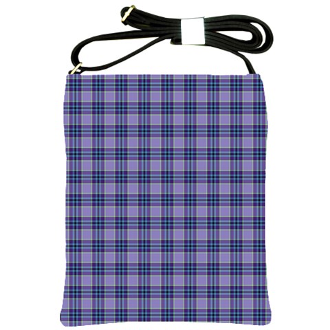 Purple Plaid Tartan 1 Shoulder Sling Bag from ArtsNow.com Front