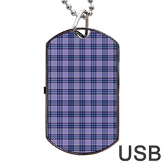 Purple Plaid Tartan 1 Dog Tag USB Flash (Two Sides) from ArtsNow.com Front