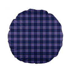 Purple Plaid Tartan 1 Standard 15  Premium Round Cushions from ArtsNow.com Front