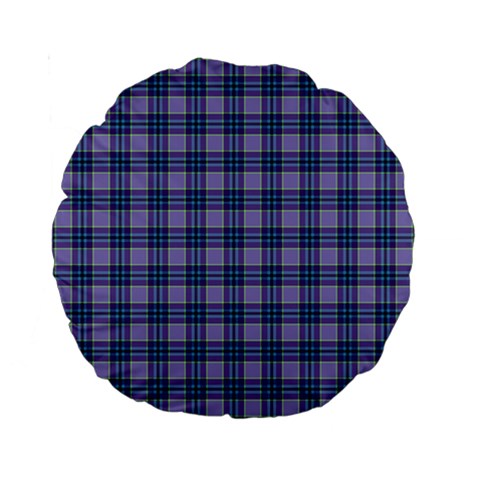 Purple Plaid Tartan 1 Standard 15  Premium Round Cushions from ArtsNow.com Back