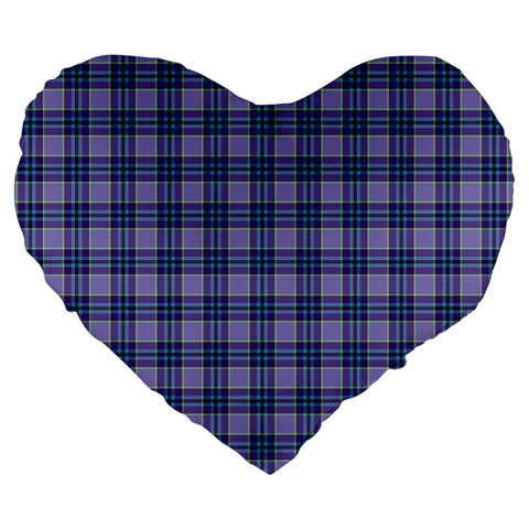 Purple Plaid Tartan 1 Large 19  Premium Heart Shape Cushions from ArtsNow.com Front