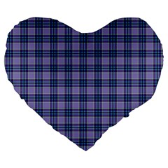 Purple Plaid Tartan 1 Large 19  Premium Heart Shape Cushions from ArtsNow.com Front