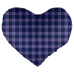 Purple Plaid Tartan 1 Large 19  Premium Heart Shape Cushions