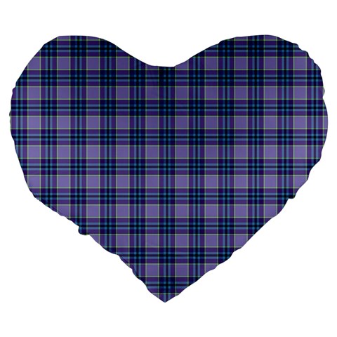 Purple Plaid Tartan 1 Large 19  Premium Heart Shape Cushions from ArtsNow.com Back