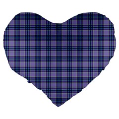 Purple Plaid Tartan 1 Large 19  Premium Heart Shape Cushions from ArtsNow.com Back