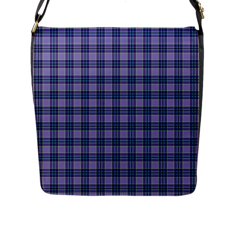 Purple Plaid Tartan 1 Flap Closure Messenger Bag (L) from ArtsNow.com Front