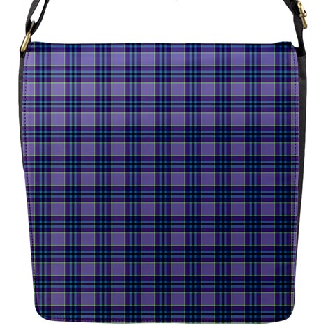 Purple Plaid Tartan 1 Flap Closure Messenger Bag (S) from ArtsNow.com Front