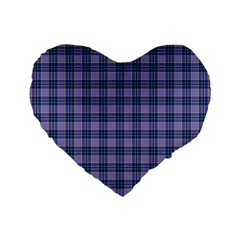 Purple Plaid Tartan 1 Standard 16  Premium Flano Heart Shape Cushions from ArtsNow.com Front