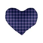 Purple Plaid Tartan 1 Standard 16  Premium Flano Heart Shape Cushions