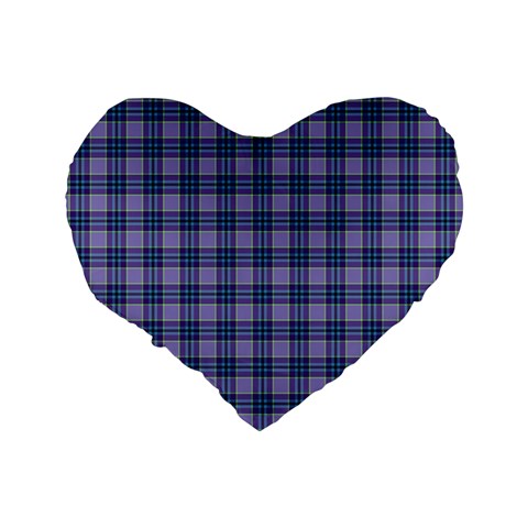 Purple Plaid Tartan 1 Standard 16  Premium Flano Heart Shape Cushions from ArtsNow.com Back