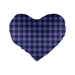 Purple Plaid Tartan 1 Standard 16  Premium Flano Heart Shape Cushions from ArtsNow.com Back