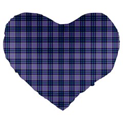 Purple Plaid Tartan 1 Large 19  Premium Flano Heart Shape Cushions from ArtsNow.com Front