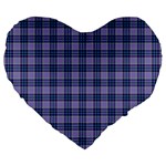 Purple Plaid Tartan 1 Large 19  Premium Flano Heart Shape Cushions