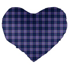 Purple Plaid Tartan 1 Large 19  Premium Flano Heart Shape Cushions from ArtsNow.com Back