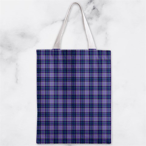 Purple Plaid Tartan 1 Zipper Classic Tote Bag from ArtsNow.com Front