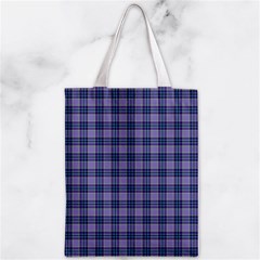 Purple Plaid Tartan 1 Zipper Classic Tote Bag from ArtsNow.com Front