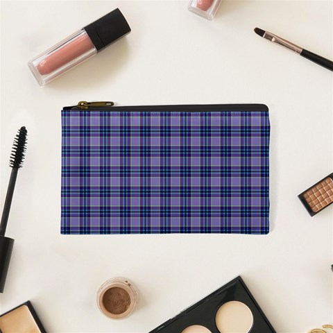 Purple Plaid Tartan 1 Cosmetic Bag (XS) from ArtsNow.com Front