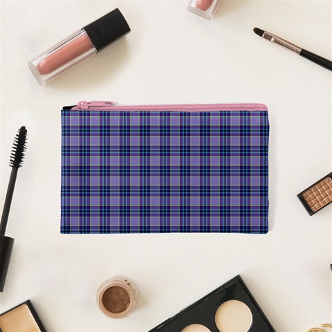 Purple Plaid Tartan 1 Cosmetic Bag (XS) from ArtsNow.com Front