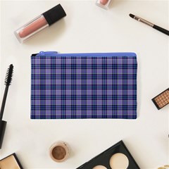 Purple Plaid Tartan 1 Cosmetic Bag (XS) from ArtsNow.com Front