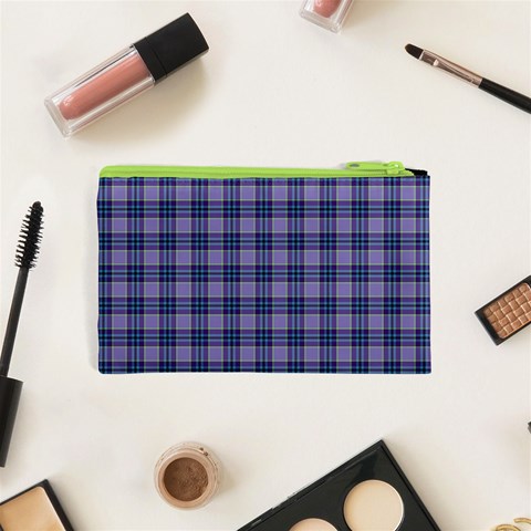 Purple Plaid Tartan 1 Cosmetic Bag (XS) from ArtsNow.com Back