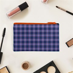 Purple Plaid Tartan 1 Cosmetic Bag (XS) from ArtsNow.com Back