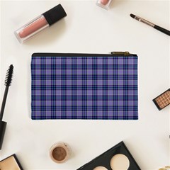 Purple Plaid Tartan 1 Cosmetic Bag (XS) from ArtsNow.com Back