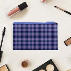 Purple Plaid Tartan 1 Cosmetic Bag (XS) from ArtsNow.com Back