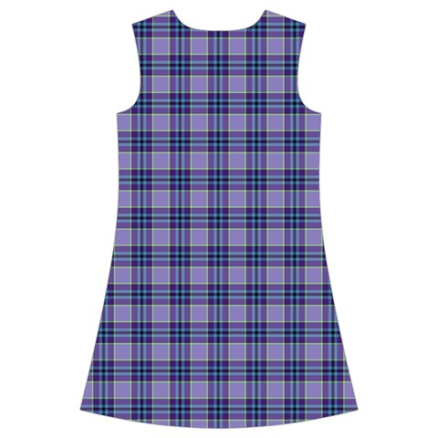 Purple Plaid Tartan 1 Kids  Short Sleeve Velvet Dress from ArtsNow.com Back