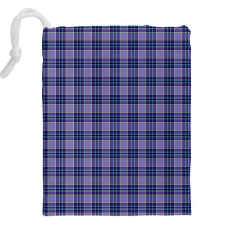 Purple Plaid Tartan 1 Drawstring Pouch (4XL) from ArtsNow.com Back