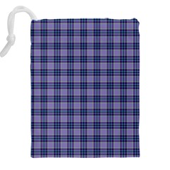 Purple Plaid Tartan 1 Drawstring Pouch (4XL) from ArtsNow.com Back