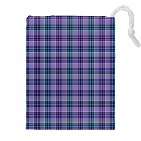 Purple Plaid Tartan 1 Drawstring Pouch (5XL) from ArtsNow.com Front